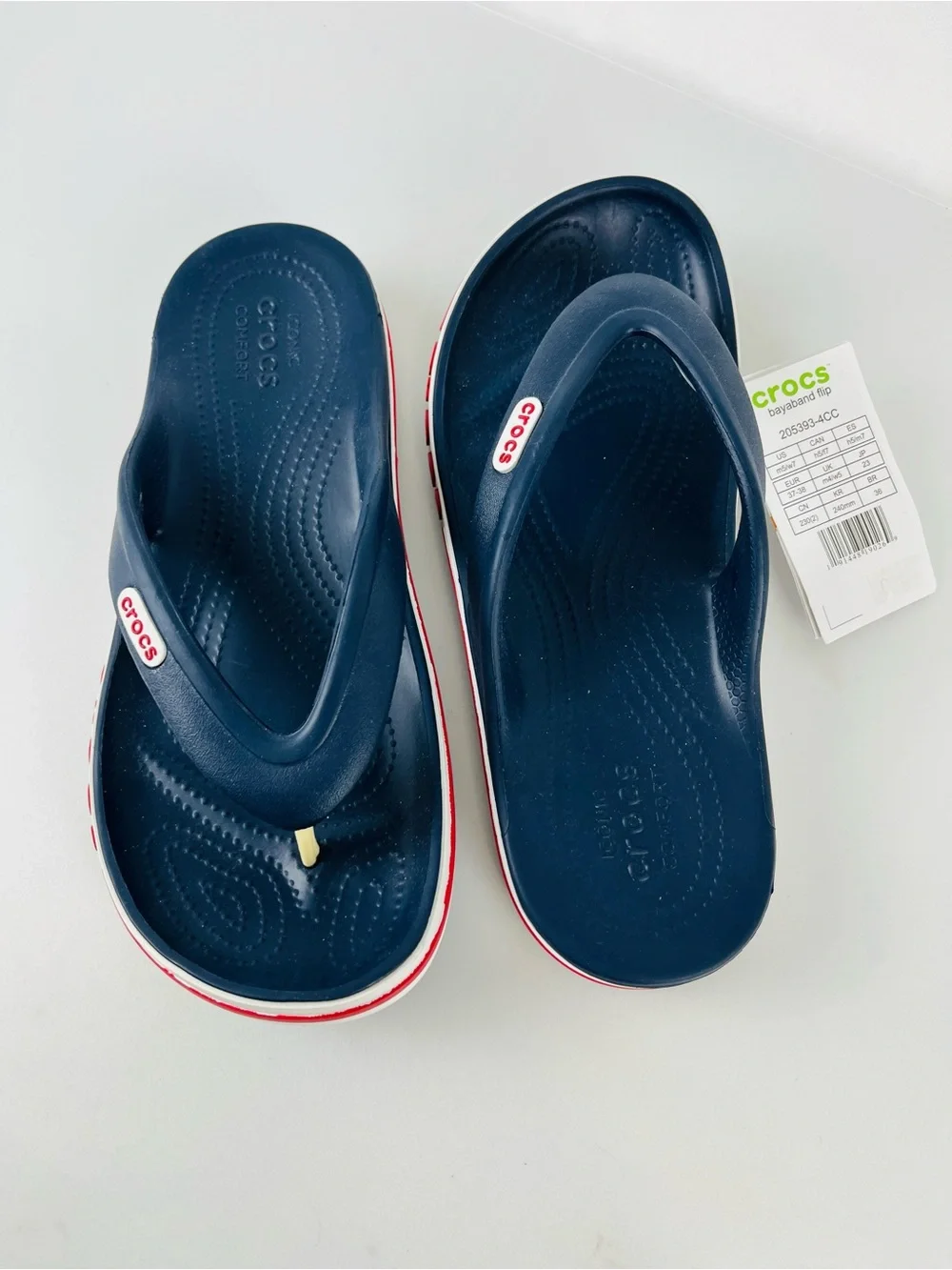 Crocs Unisex Bayaband Flip Flops Navy/Pepper Women’s Size 7 Men’s Size 5
